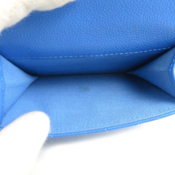 Auth CHANEL Matelasse Trifold Wallet Blue Leather/Silvertone - Picture 12 of 16